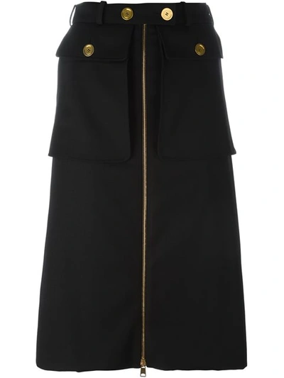 Alexander Mcqueen Classic Wool & Silk Skirt In Black