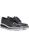 PRADA WINGTIP LEATHER PLATFORM BROGUES,P00199586