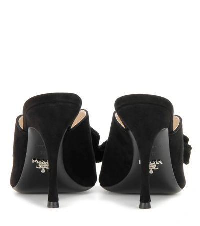 Shop Prada Embellished Suede Sandals In Eero