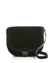 LOEFFLER RANDALL LARGE SUEDE STUDDED SADDLE BAG - 100% EXCLUSIVE,LGSADDLE-SST