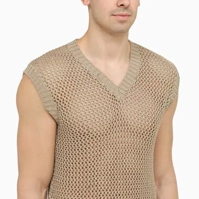 Tagliatore Perforated Dove Grey Cotton Waistcoat