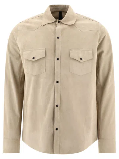 Tagliatore Suede-leather Button-down Shirt Jacket In White