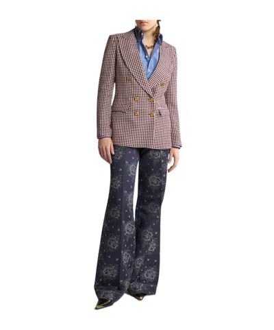 Etro Houndstooth-pattern Double-breasted Jacket In Multicolor