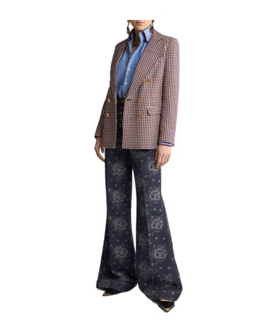 Etro Houndstooth-pattern Double-breasted Jacket In Multicolor