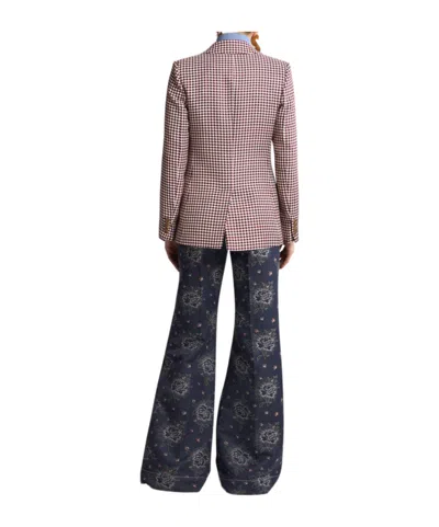 Etro Houndstooth-pattern Double-breasted Jacket In Multicolor