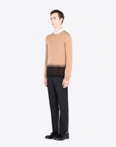Shop Valentino Cashmere Sweater With Needling In Camel