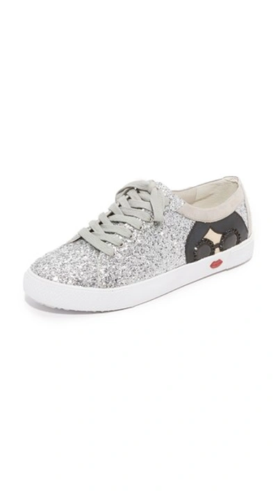 Alice And Olivia Stace Taylor Glitter Sneakers In Multi Silver Glitter |  ModeSens