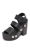 Alexander Wang Woman Tess Leather Platform Sandals Black In Black