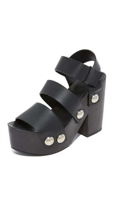 Alexander Wang Woman Tess Leather Platform Sandals Black In Black