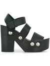 Alexander Wang Woman Tess Leather Platform Sandals Black In Black