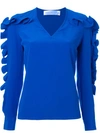 VICTORIA VICTORIA BECKHAM RUFFLED SLEEVE BLOUSE,TPVV041AW1611554848