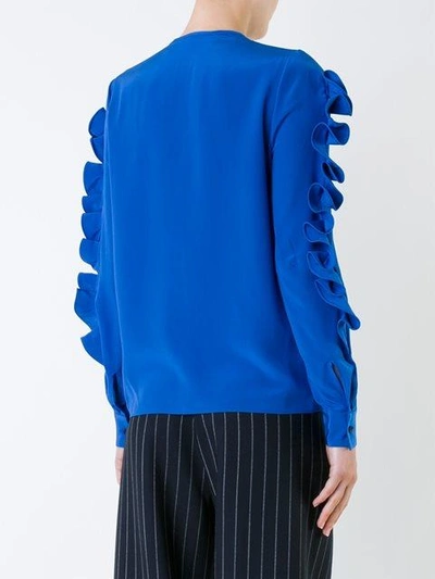 Shop Victoria Victoria Beckham Ruffled Sleeve Blouse In Blue
