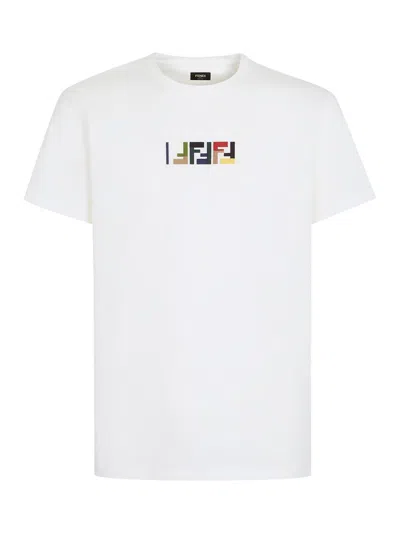 FENDI COTTON T-SHIRT WITH EMBROIDERY 