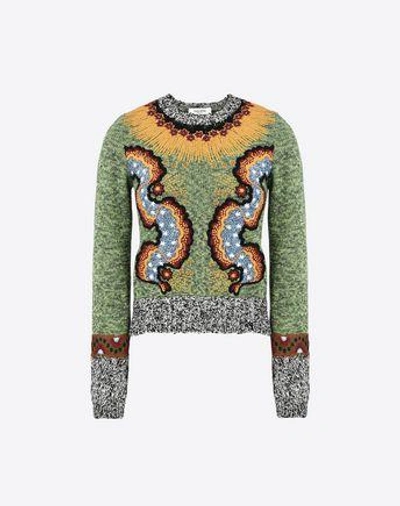Shop Valentino Mouliné Embroidered Sweater In Green