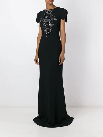 Shop Antonio Berardi Embellished Front Gown - Black