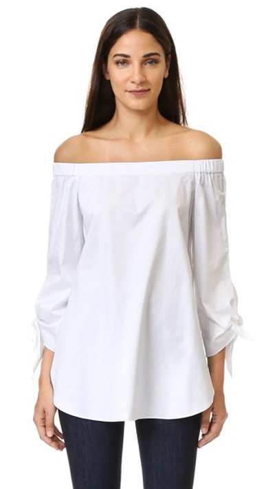 Tibi Structured Off-the-shoulder Crepe Top In White