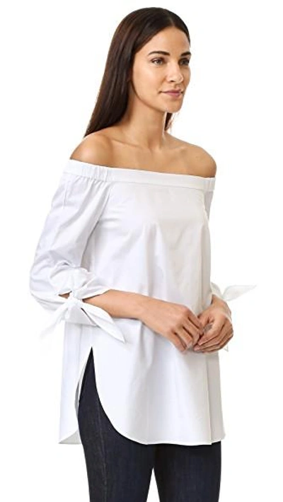 Shop Tibi Off Shoulder Tunic In White