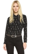 Equipment Slim Signature Silk Lightning-print Shirt In True Black