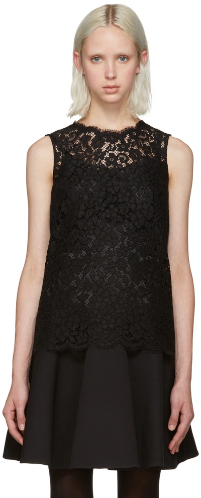 Dolce & Gabbana Scalloped Cotton-blend Lace Top In Black