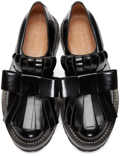 Shop Marni Black Fringed Loafers