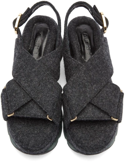 Shop Marni Grey Felted Platform Sandals