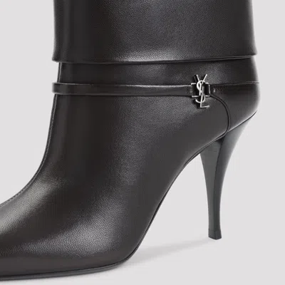 Saint Laurent Niki Embellished Leather Ankle Boots In Black