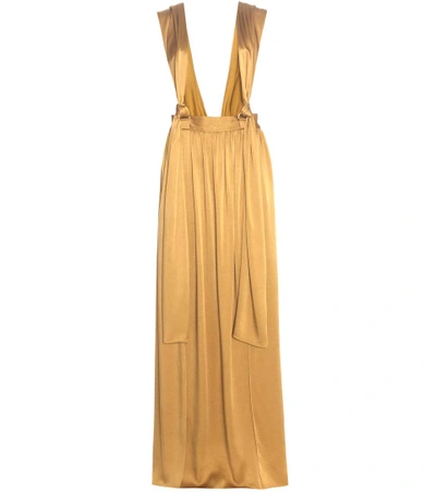 Lanvin Women's Long Satin Brace Skirt In Gold In Mustard