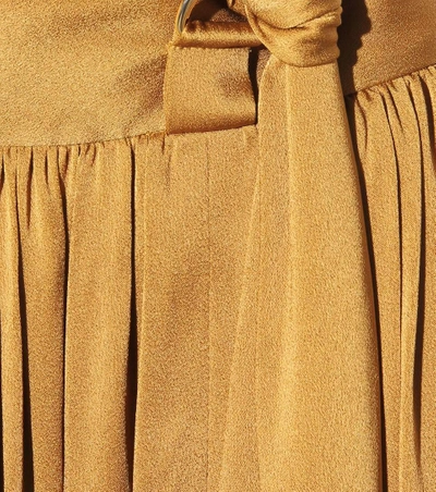 Shop Lanvin Embellished Satin Skirt In Mustard