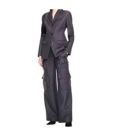 Off-white Pinstripe Jacket In Black