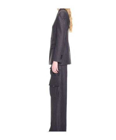 Off-white Pinstripe Jacket In Black