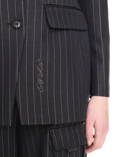 Off-white Pinstripe Jacket In Black
