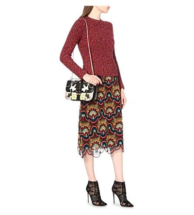 Shop Valentino Enchanted Wonderland Macramé-lace Midi Skirt In Multi Lurex