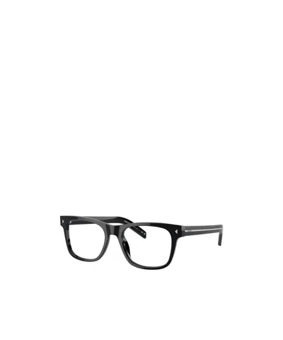 Prada 55mm Rectangular Blue Light Blocking Glasses In Black
