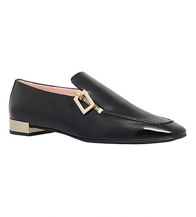 Shop Roger Vivier Polly Leather Loafers In Black