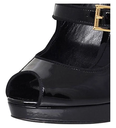 Shop Alexander Mcqueen Double Buckle Patent-leather Heeled Sandals In Black