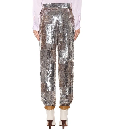 Shop Chloé Sequinned Trousers In Silver