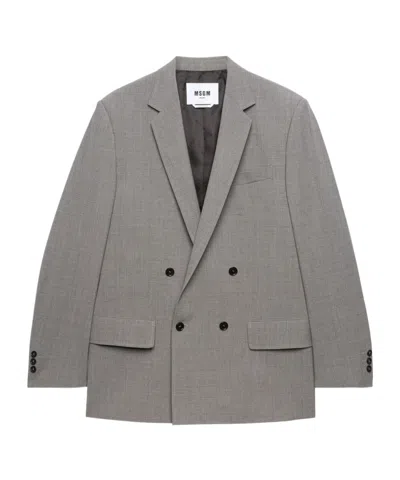 Msgm Double-breasted Jacket In Gray