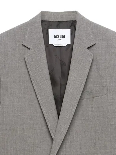 Msgm Double-breasted Jacket In Gray