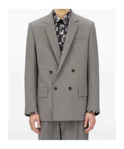 Msgm Double-breasted Jacket In Gray