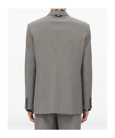 Msgm Double-breasted Jacket In Gray