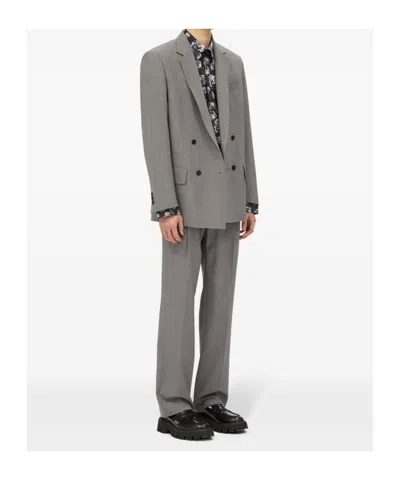 Msgm Double-breasted Jacket In Gray