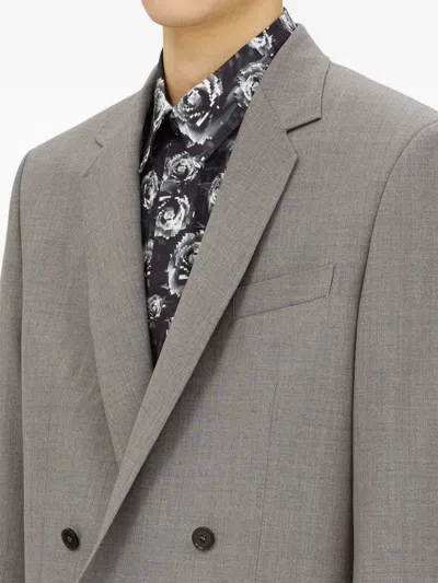 Msgm Double-breasted Jacket In Gray
