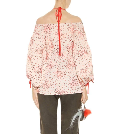 Shop Rosie Assoulin Tie Neck Fil Coupé Cotton Top In Raiedrops