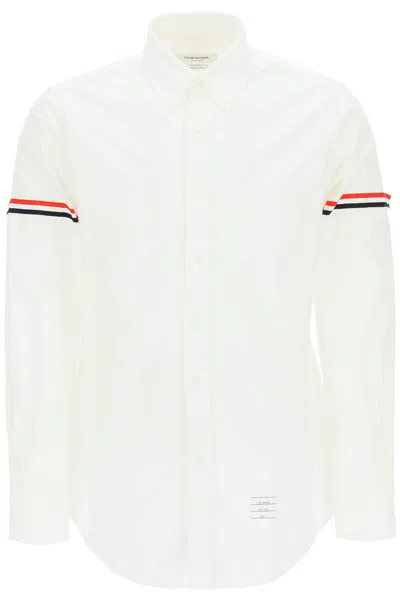 Thom Browne Oxford Button-down Shirt With Rwb Armbands In White