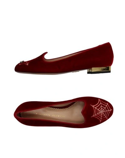 Shop Charlotte Olympia Moccasins In Red