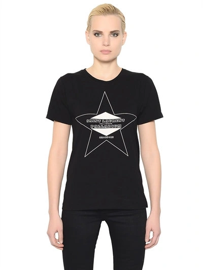 Saint Laurent Palladium Loose Cap Sleeve T-shirt In Black And