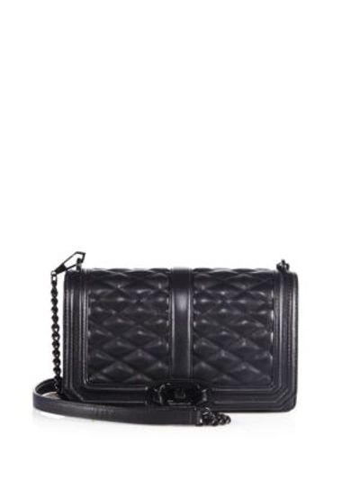 Shop Rebecca Minkoff Love Quilted Leather Crossbody Bag In Black