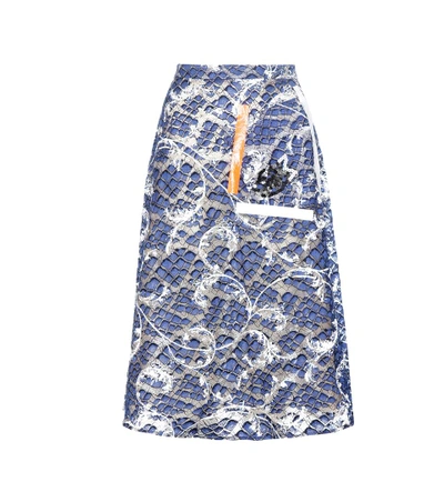 Christopher Kane Woman Sequined Lace And Mesh Skirt Navy