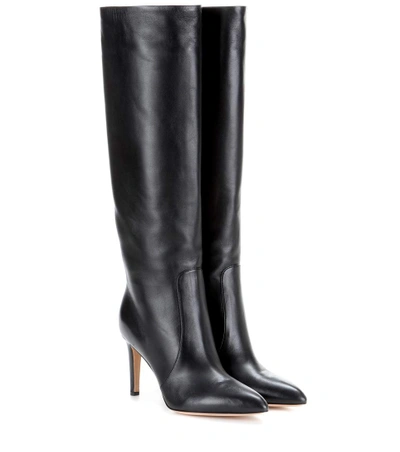 Shop Gianvito Rossi Dana Leather Knee-high Boots In Llack