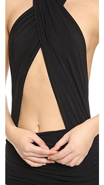 Shop Norma Kamali Cross Halter Mio Swimsuit In Black